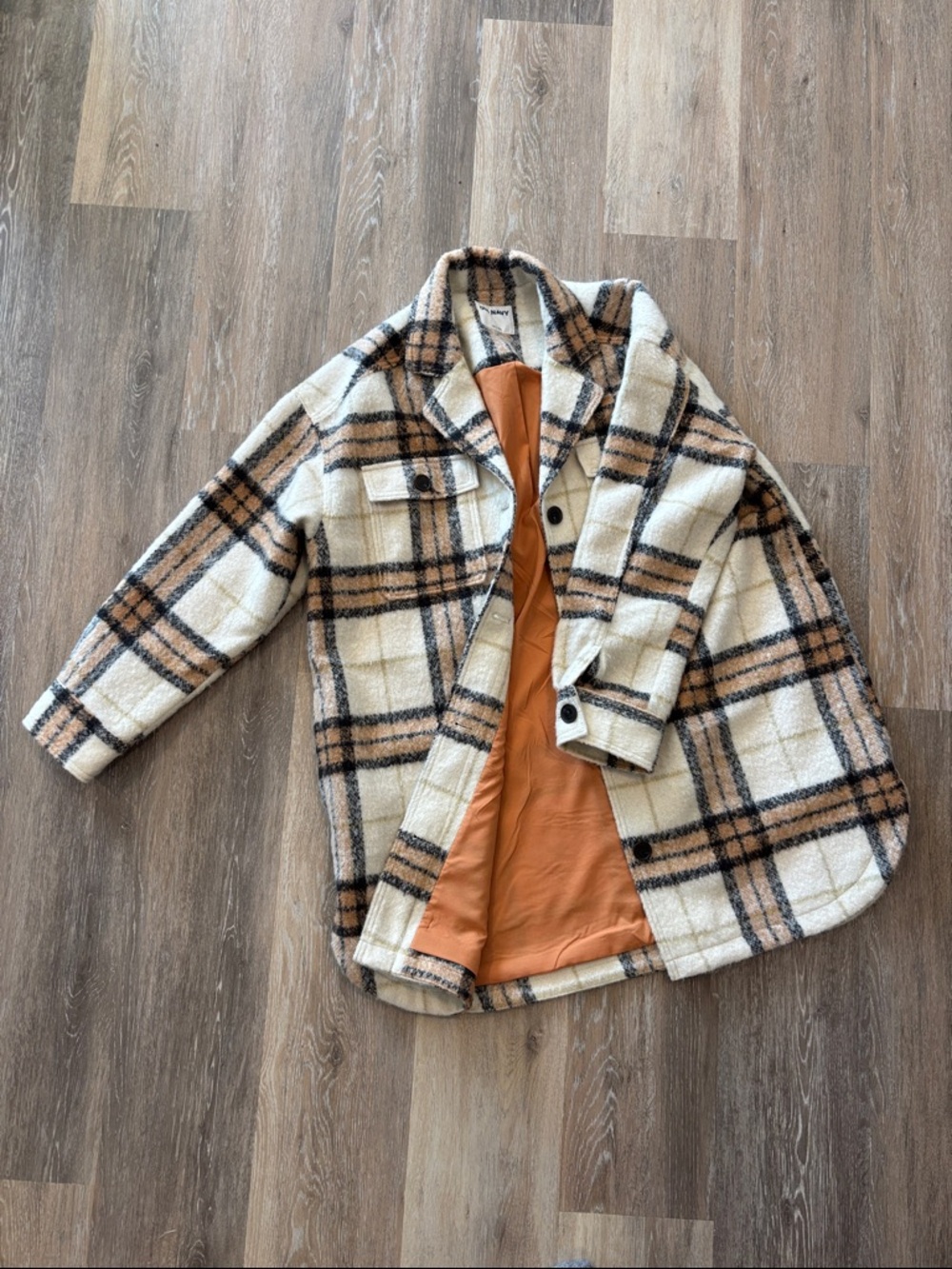 Oversized Plaid Shacket with Rust Lining